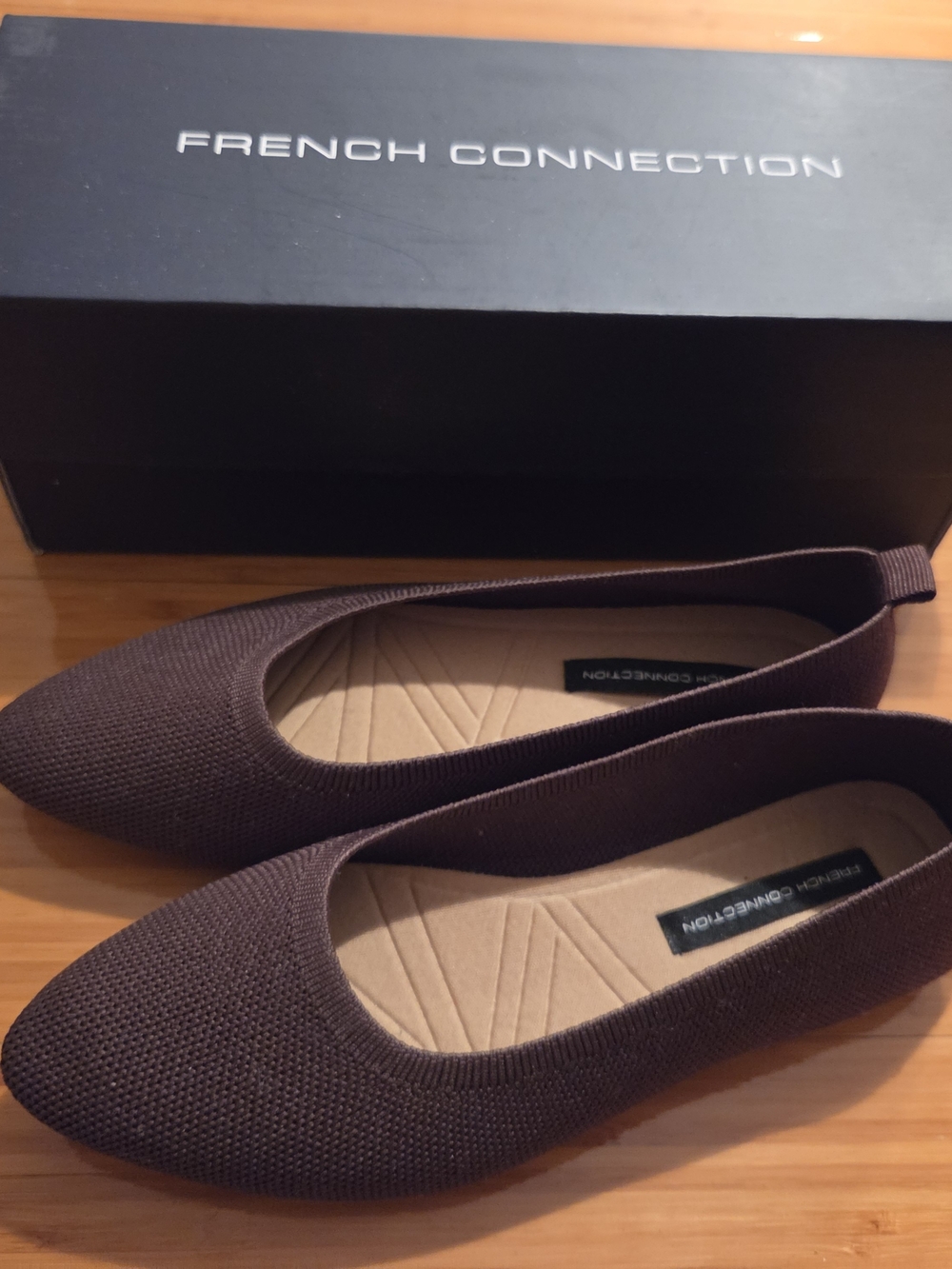 French Connection Women's Brown Knit Ballet Flats